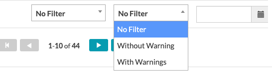 avertissements de filtre