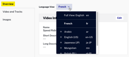 métadonnées vidéo sélectionner la langue