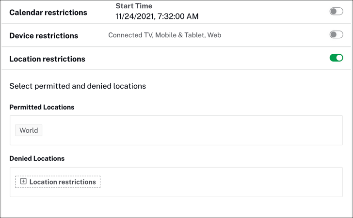 Restrictions de localisation