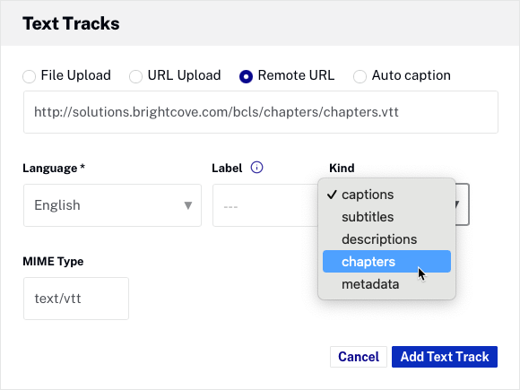 studio text track settings